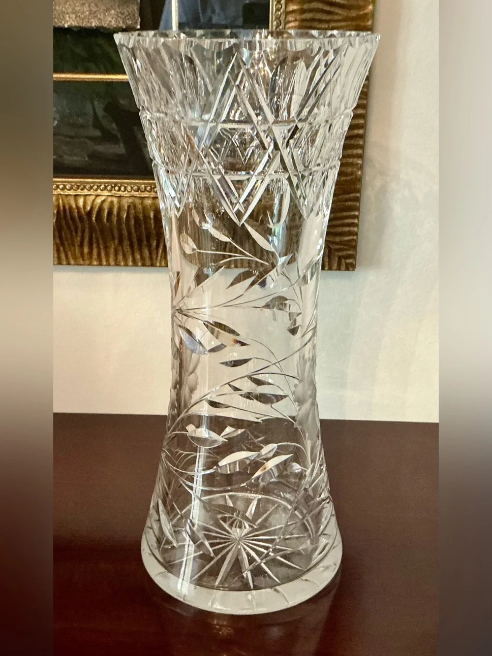 America Brilliant Period Cut Glass Corset Vase - Picture 2 of 8